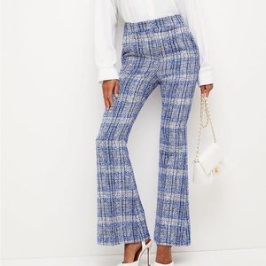 Blue Tweed Flared Pants